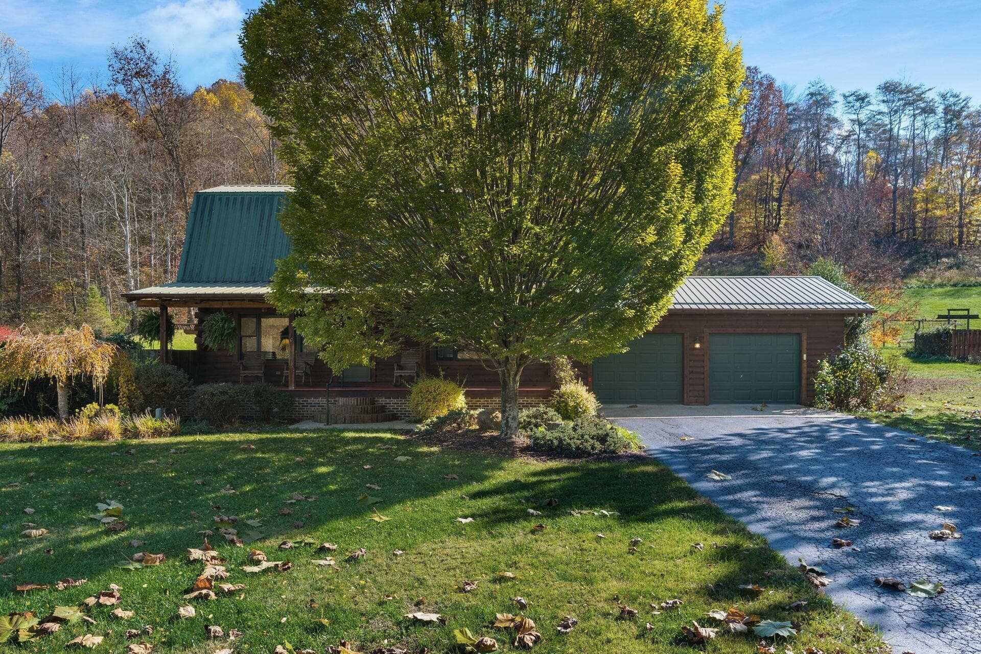 Over 10 acres, 2 Car Attached Garage with openers, extra outlets all around the walls inside the garage, water hose connection, access door to the basement, a door leading to back yard.