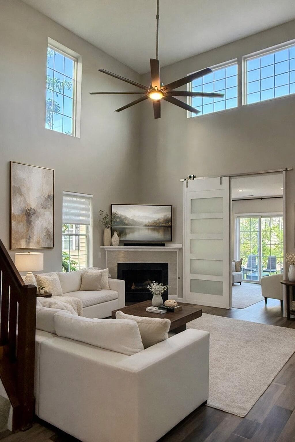 Virtually staged great room.