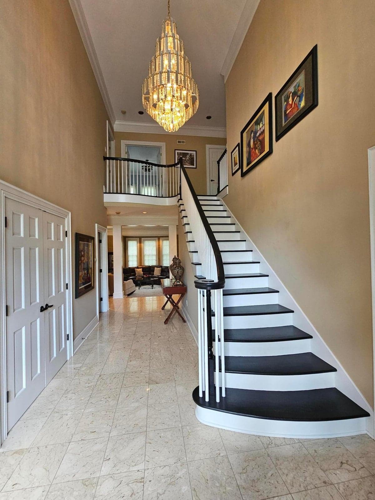 Foyer Entry Open to Second Floor, Beautiful Marble Floors