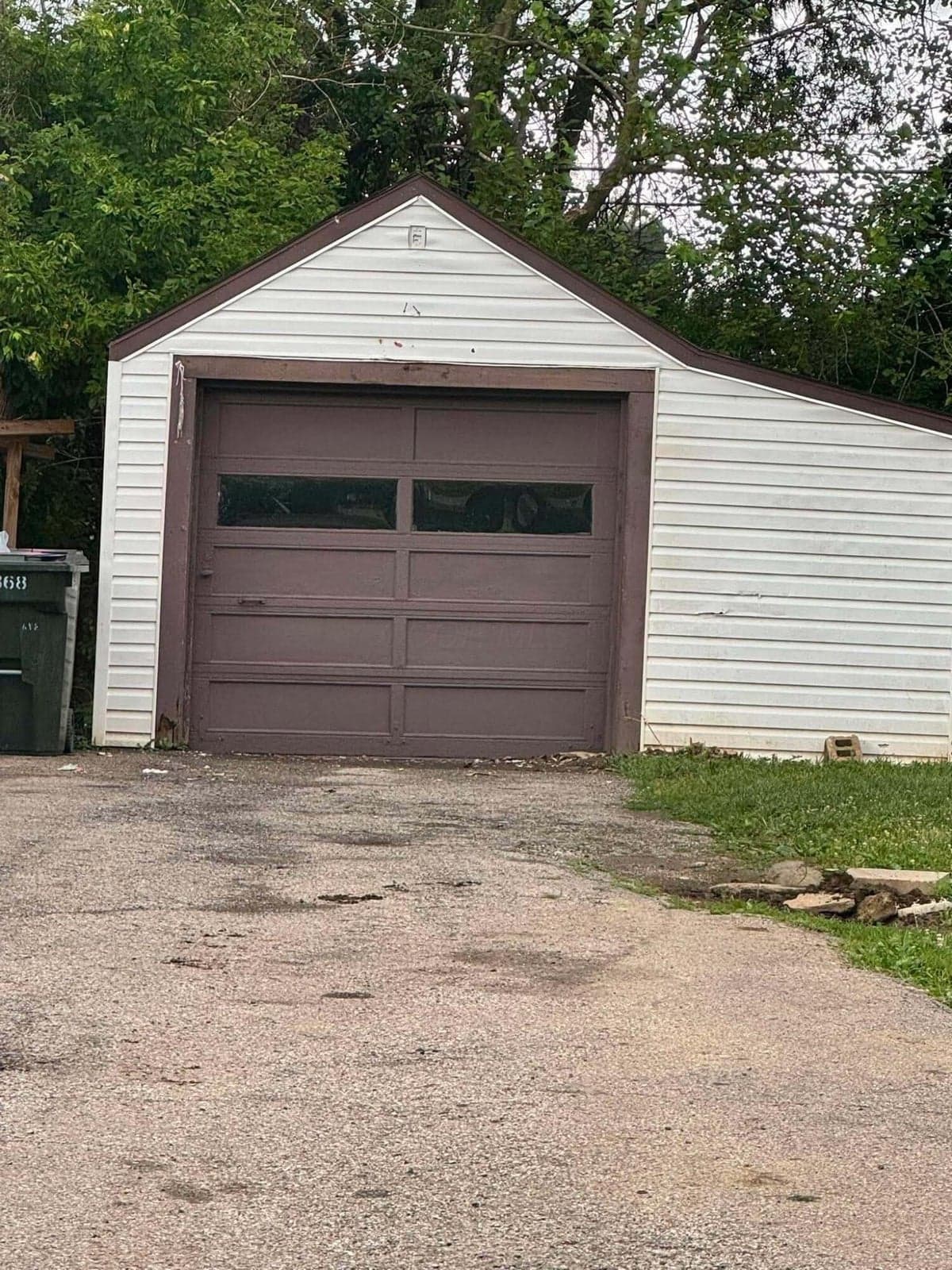 Freshly painted garage door