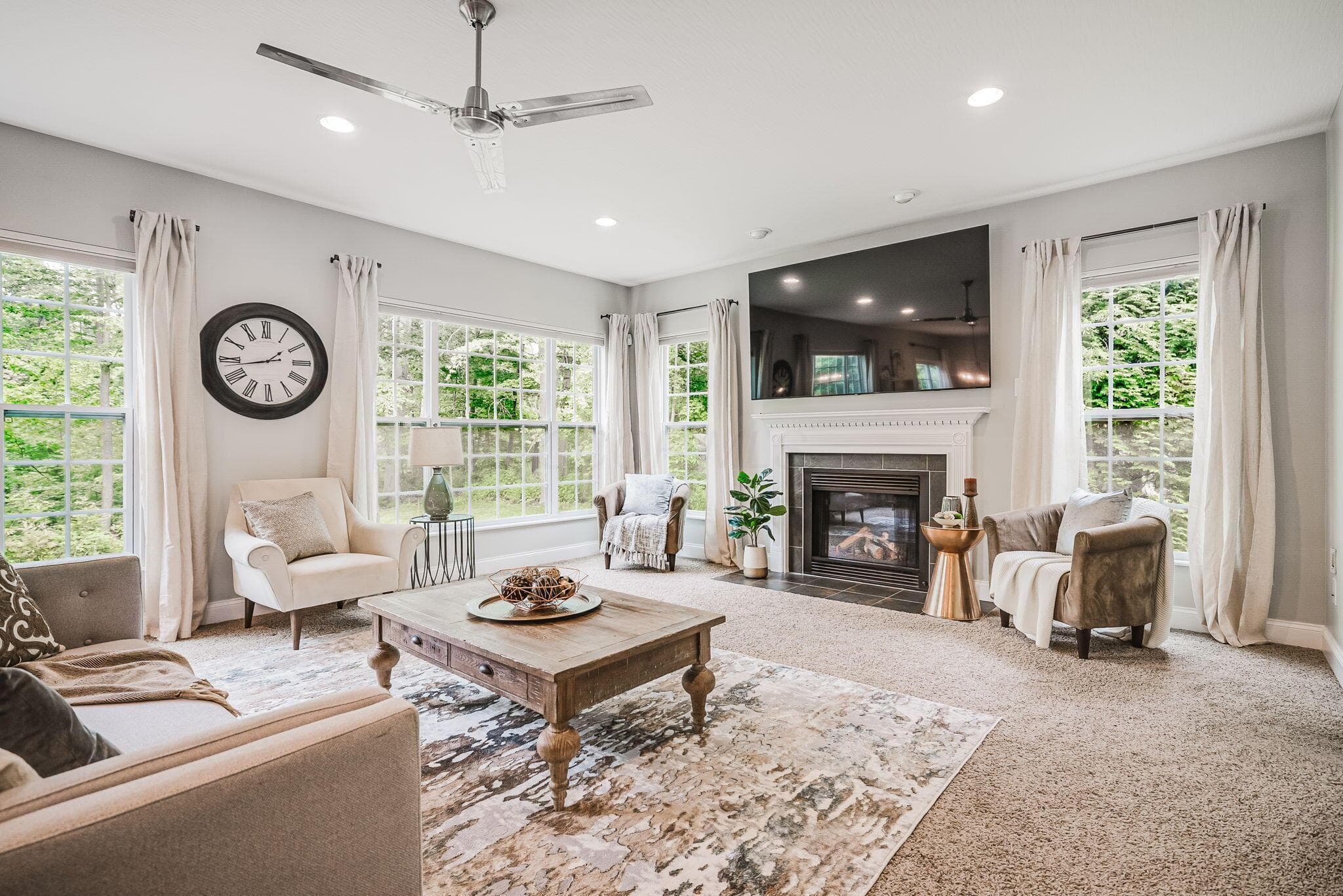 Abundant natural light open to private backyard