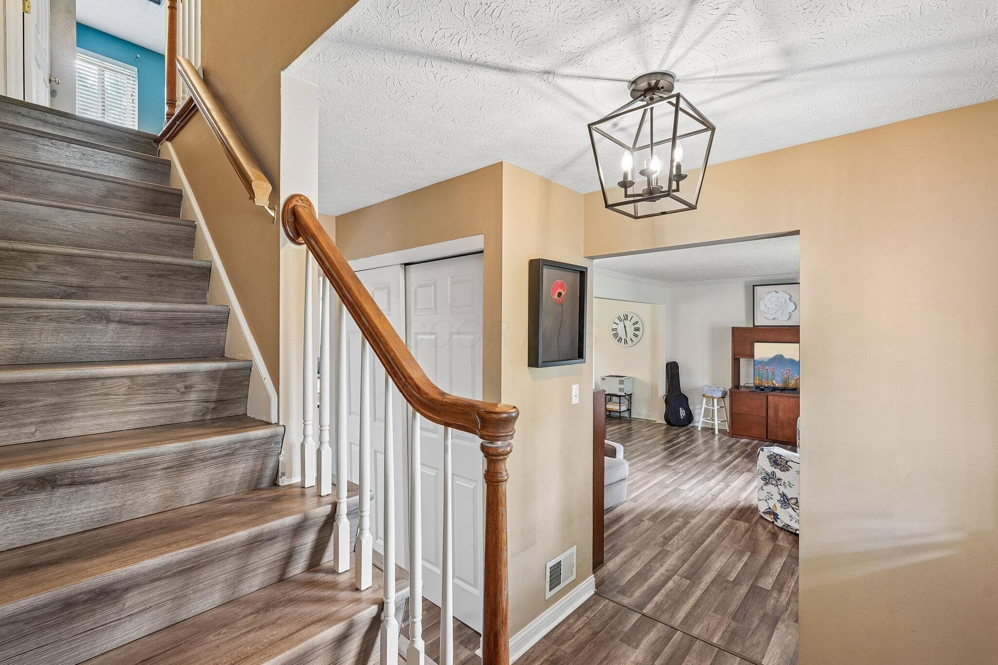Newer flooring throughout the downstairs and upstairs.