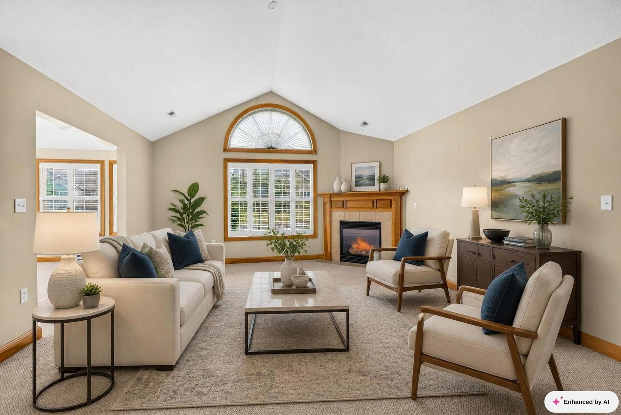 living room virtually staged