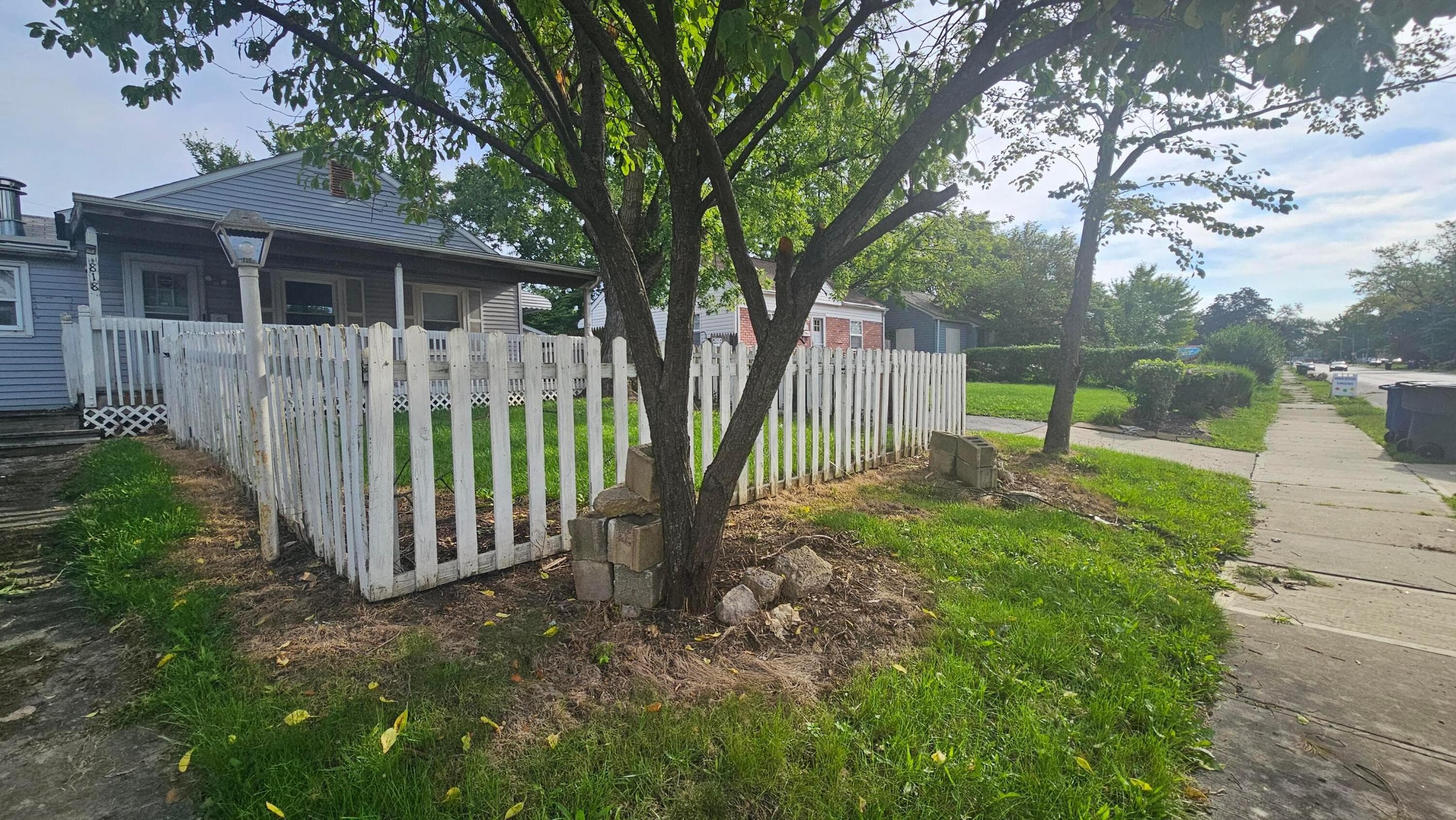 Mature trees and lovely sidewalk.
