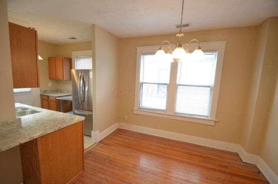 Refinished original wood flooring
