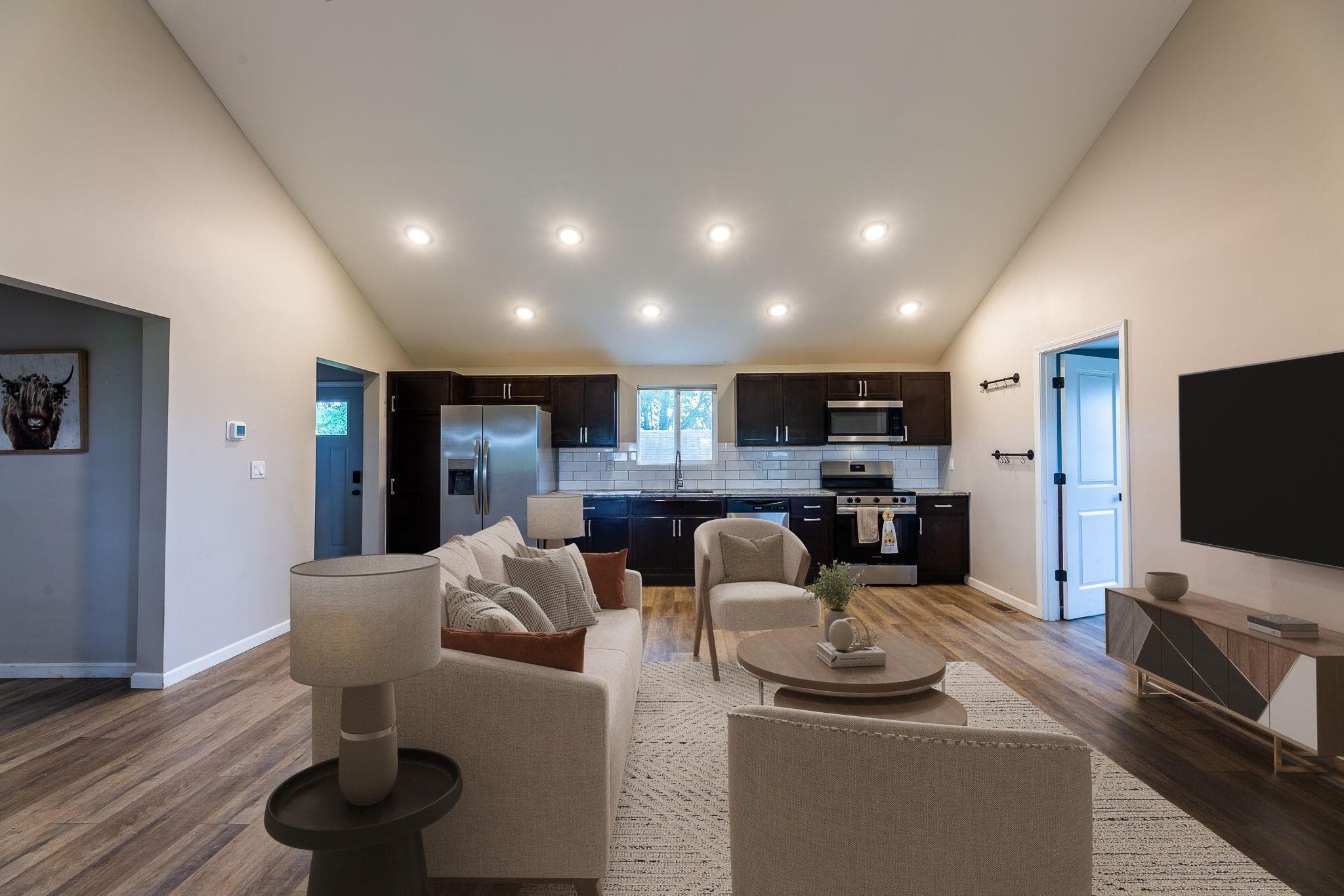 Virtual staging for the great room.