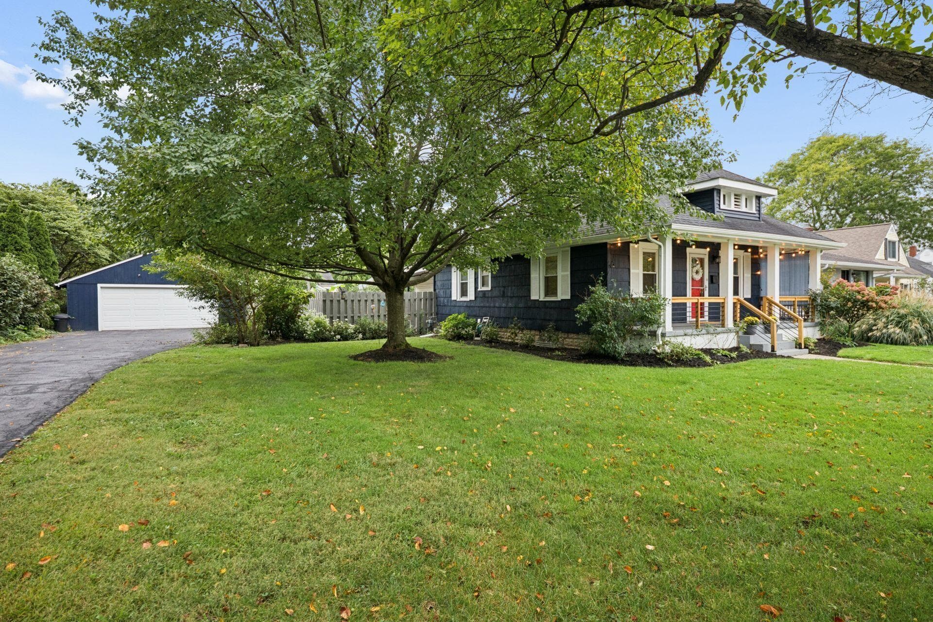 Extra long driveway with a 2.5 car detached garage