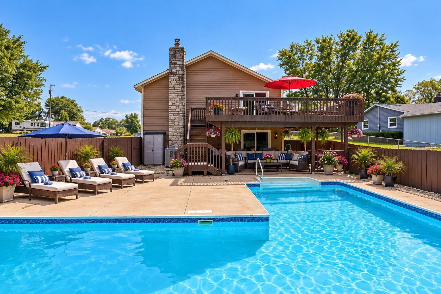 Virtually staged pool area