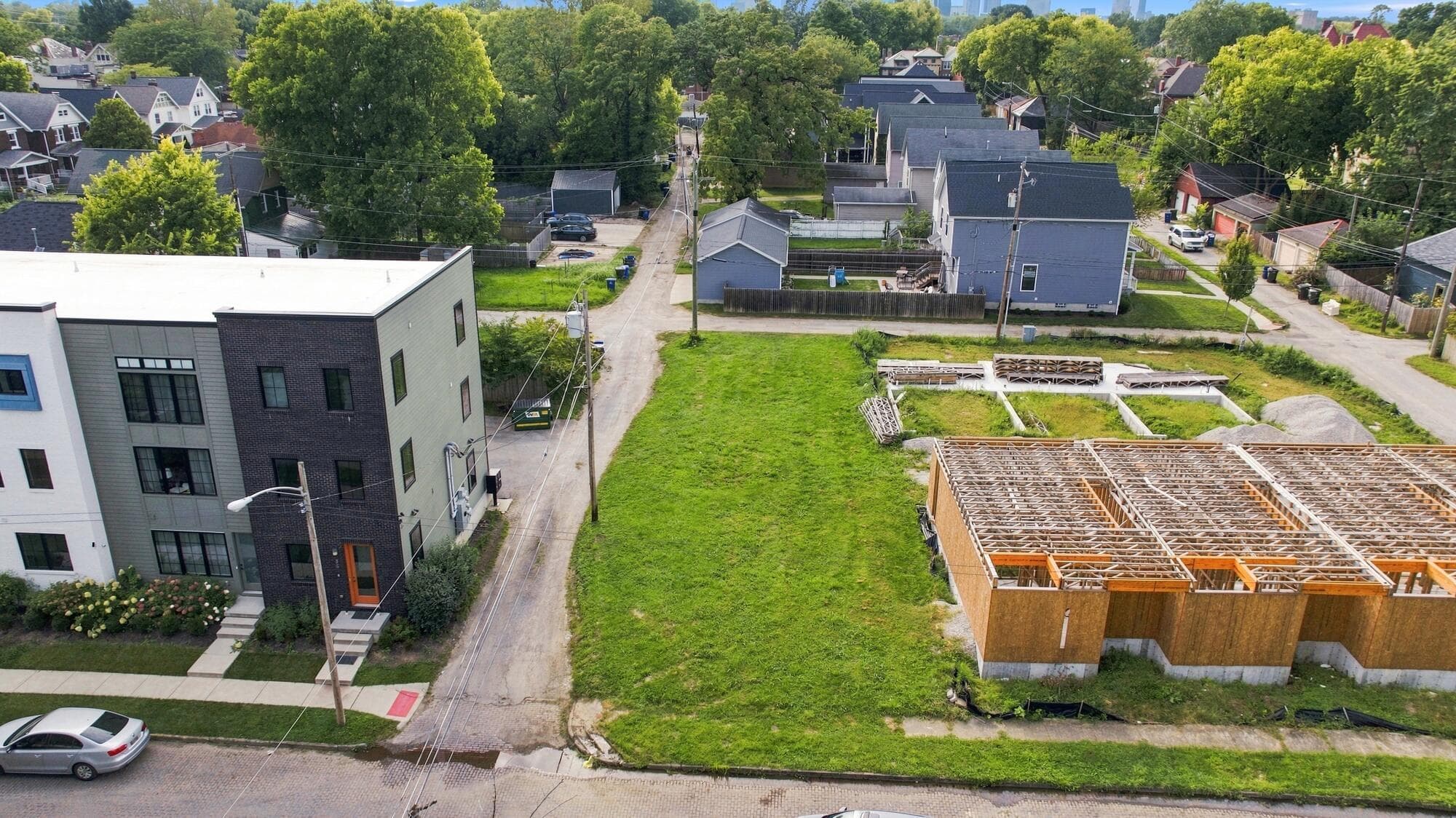 Development lot featuring urban lot topography