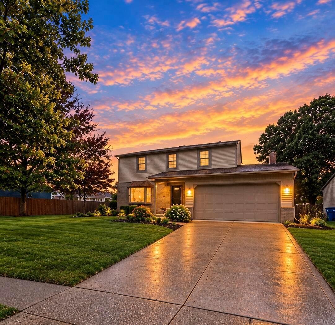 Beautiful Curb appeal! Twilight & Blue sky edits applied with AI.