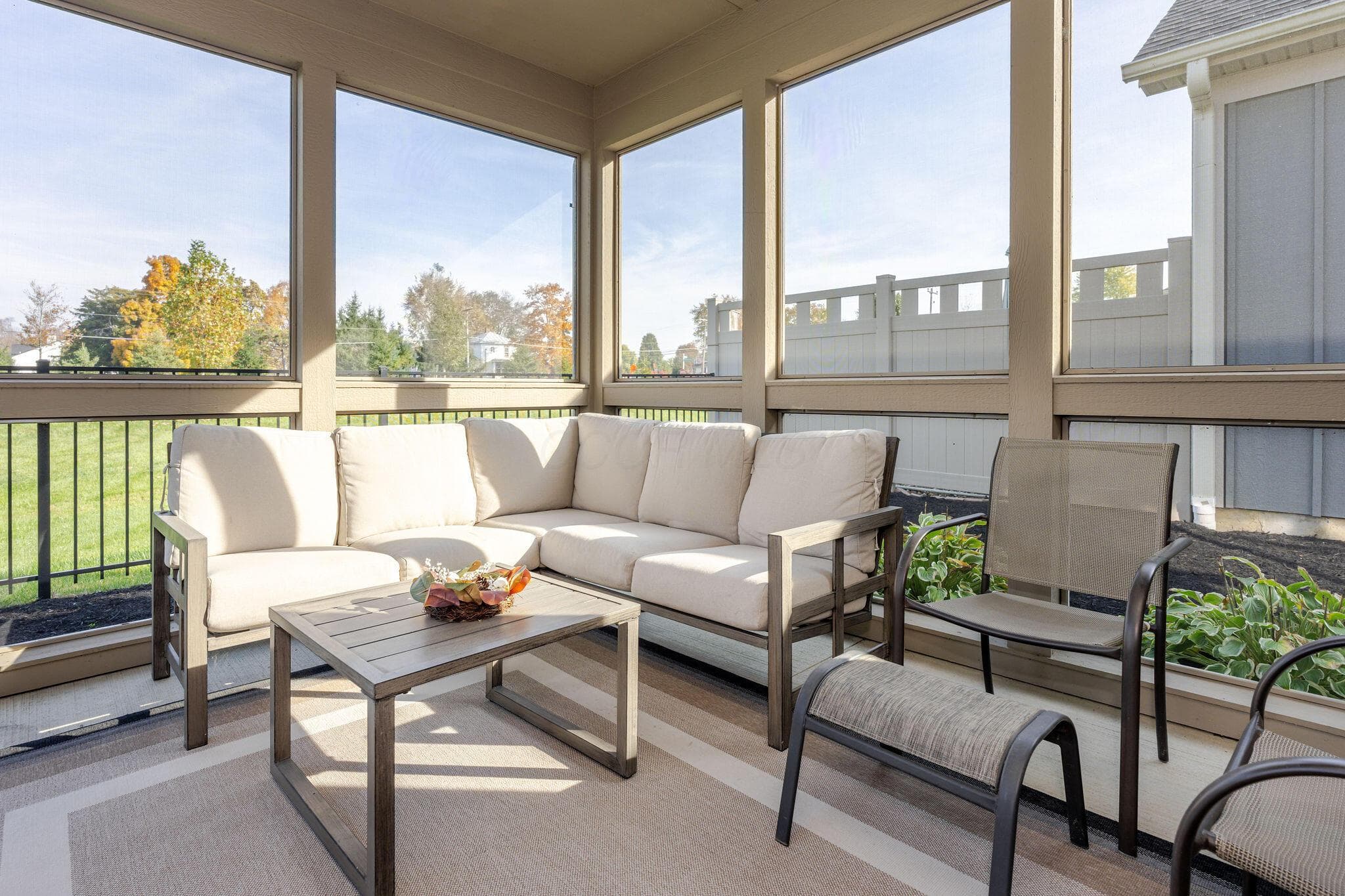 Ceiling Fan, Light and Sunblock Shade on the westside screen