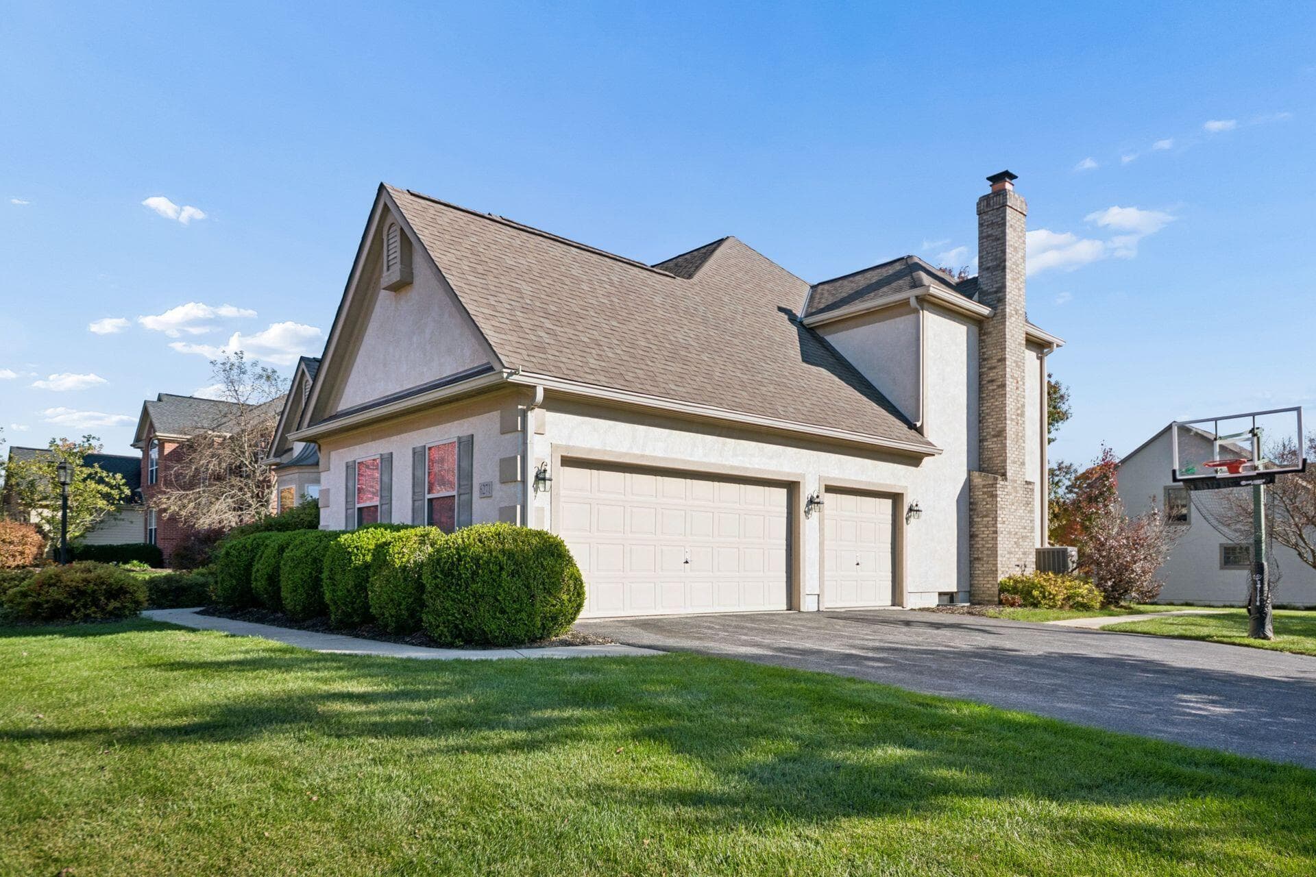 Corner lot with side loading 3 car garage