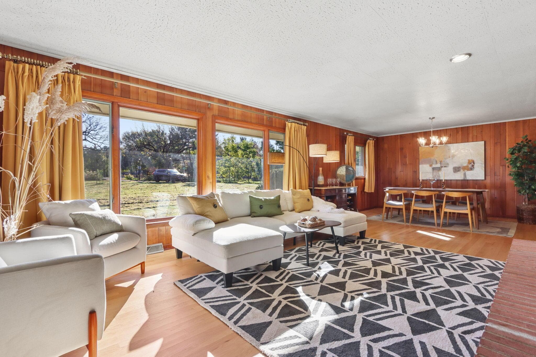 Spacious living room and dining area