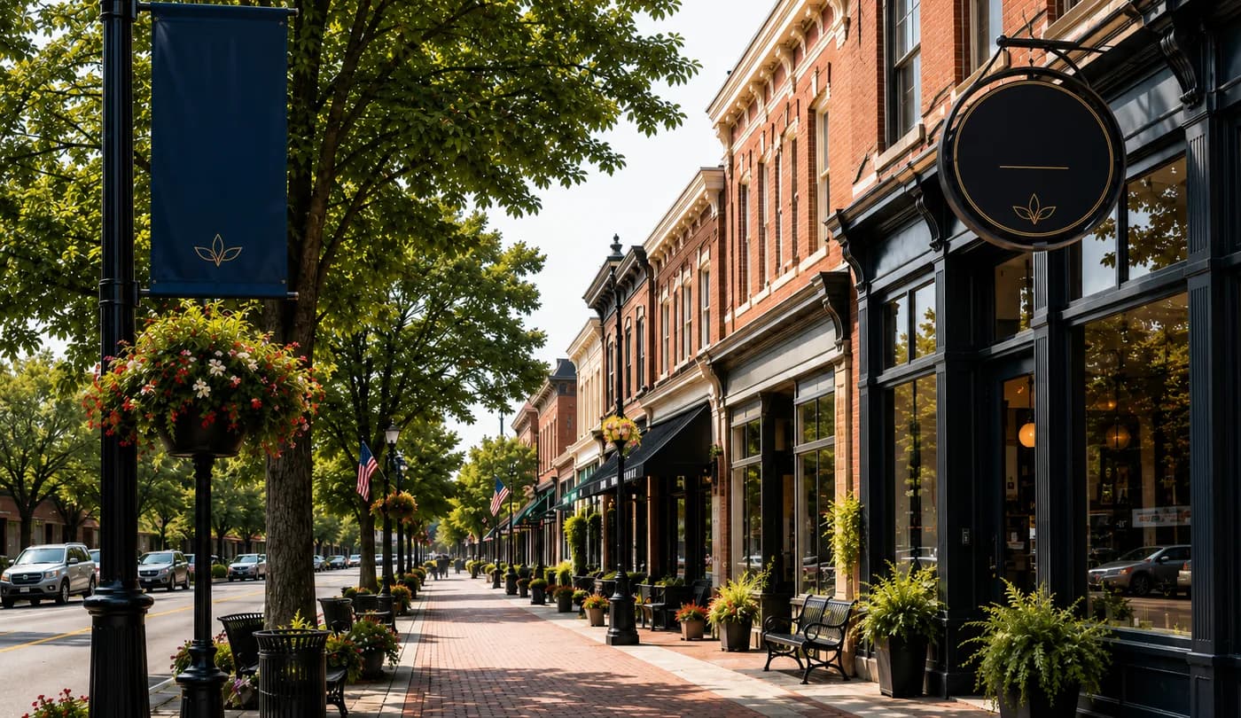 Tree-lined Central Ohio homes